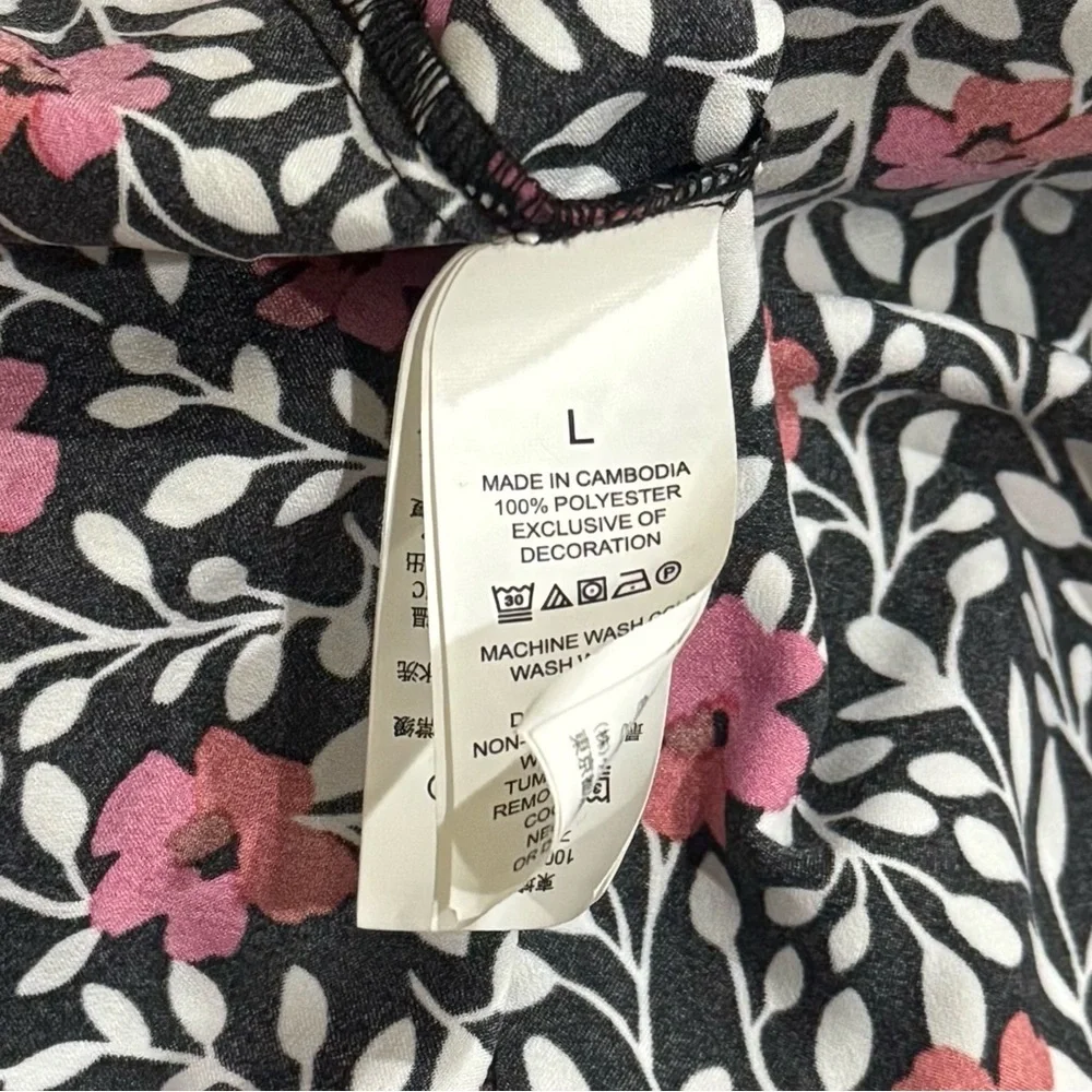 Kate Spade Floral Pajama Button up Top Comfy‎ Cute Chic Women's Size L